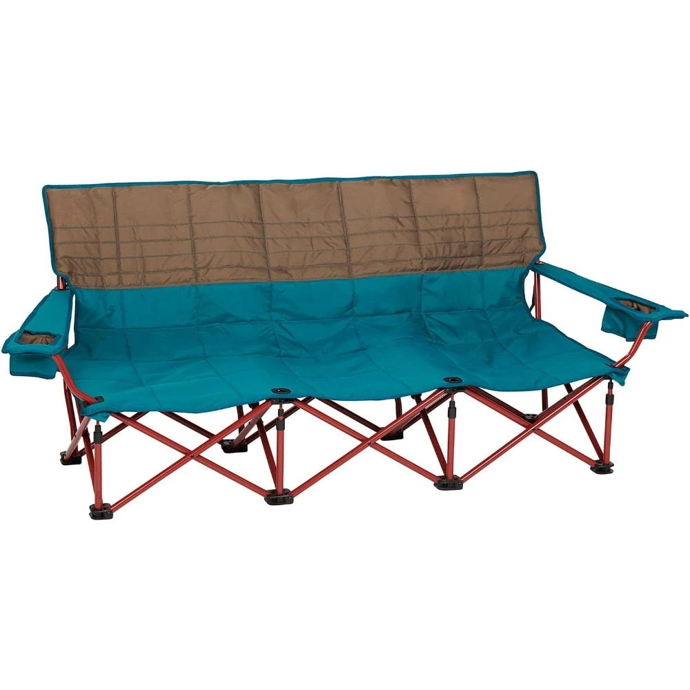 

3 Person Capacity Camping Chair, Extra Large and Sturdy Bench for Campsites,with Cup Holders|Arm Rest, Polyester, Deep Lake