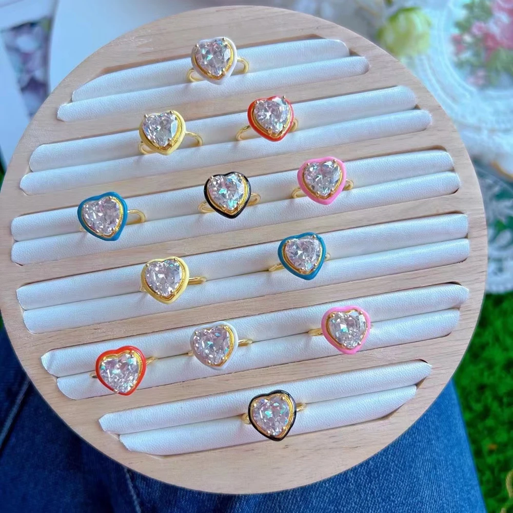 

10 шт., роскошное женское кольцо в стиле панк с геометрическим рисунком, Открытое кольцо с любовным сердцем, блестящее циркониевое кольцо, украшения для вечеринки