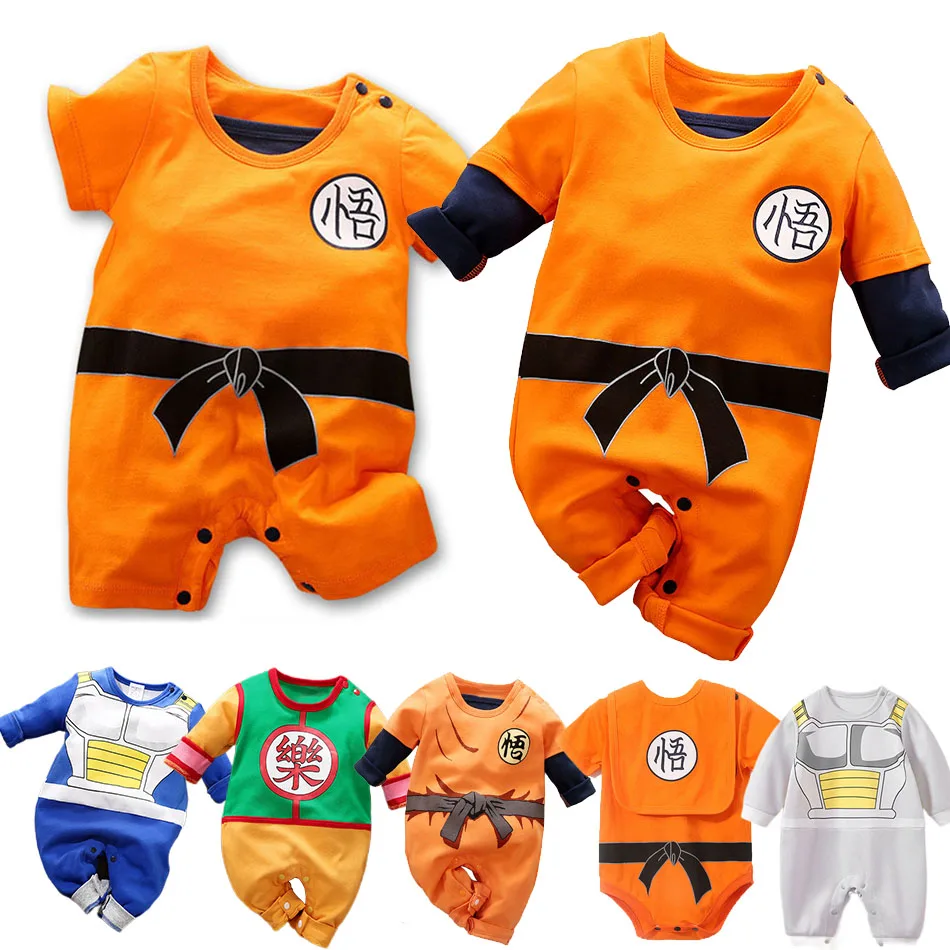 Baby ubrania Anime Vegeta pajacyki noworodek Kuririn Roshi strój treningowy niemowlę dzieci kreskówka halloweenowa przebranie na karnawał kombinezon