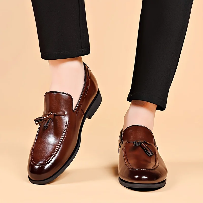 Leather Shoes Men's Wedding Party Designer Style Dress Slip on Plus Size Business Casual