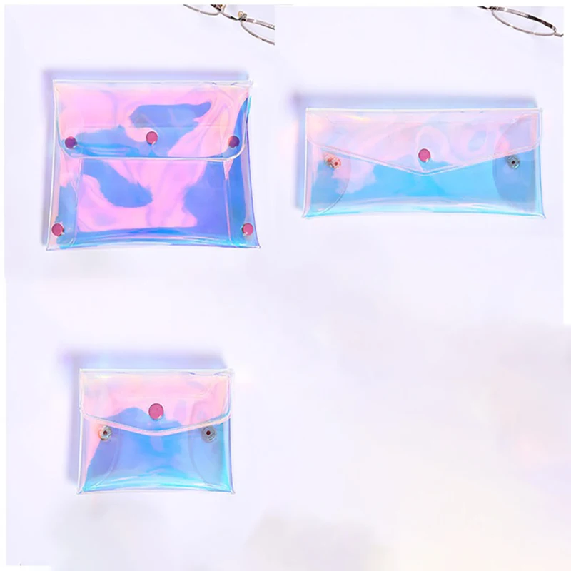 

Laser Coin Purse Laser Pen Bag Laser Makeup Bag Bag Soft Line Data Storage Wind Sister Light Creative Laser Transparent Pen Bag