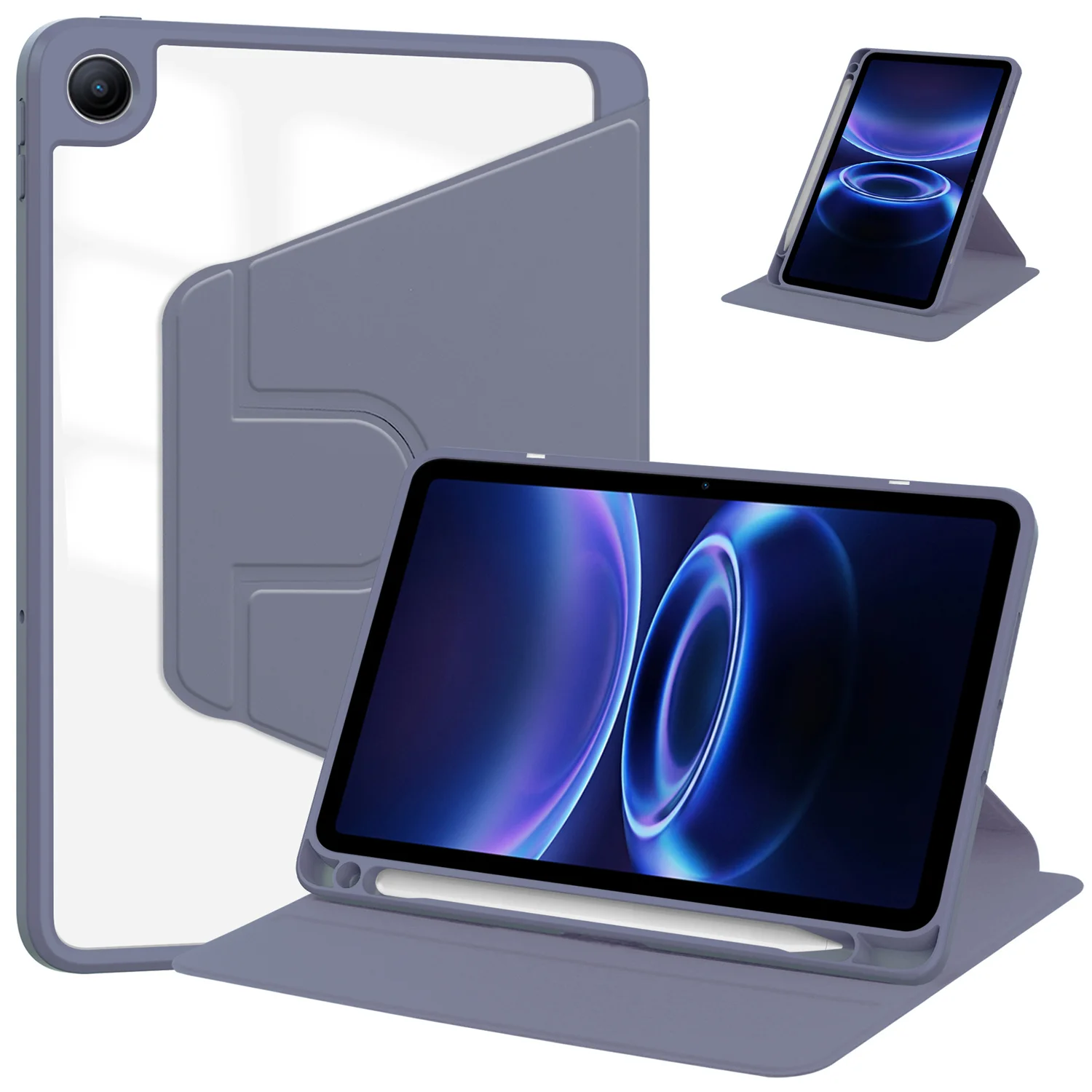 Acrylic Back Cover with Pen Holder and 360° Rotating Stand