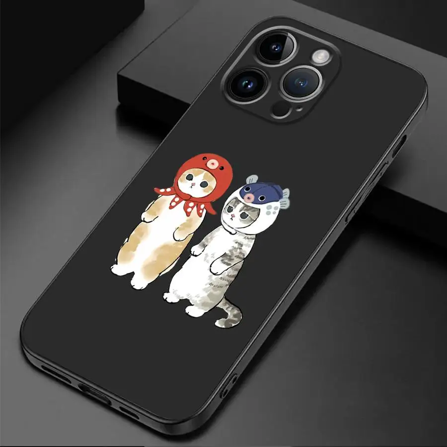 Cartoon Cute Cat Matte Black Soft Phone Case