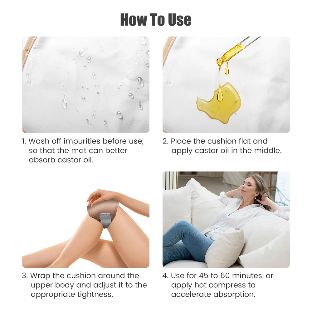 Castor Oil Pack Wrap Reusable Anti Leak Sleep Aid for Abdomen Chest Leg Joint Knee Liver castor oil navel stickers