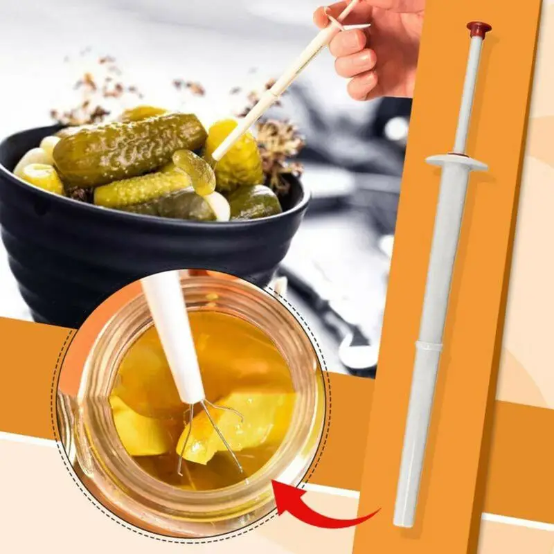 Pickle Picker em Aço Inoxidável com 4 Garras, Pinças De Pickle De Alta Qualidade, Ferramenta De PVC, Pickles De Cozinha, Jar Fork, 8