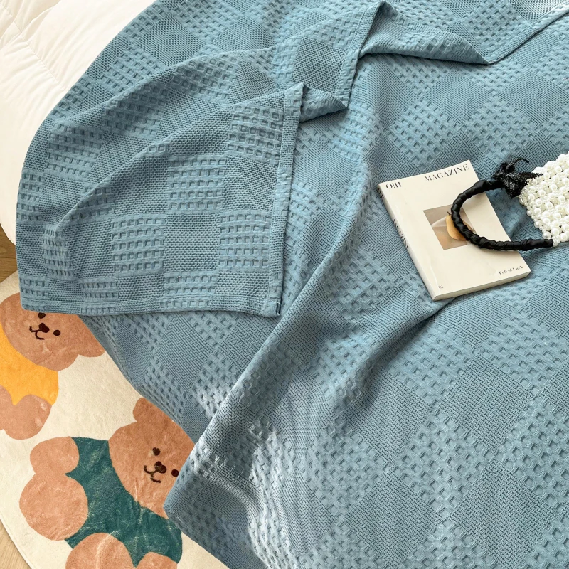 Battilo Cotton Throw Blanket Soft Breathable Waffle Blanket for Twin Queen King Bed Decorative Plaid Sofa Blankets Spring Throws 6