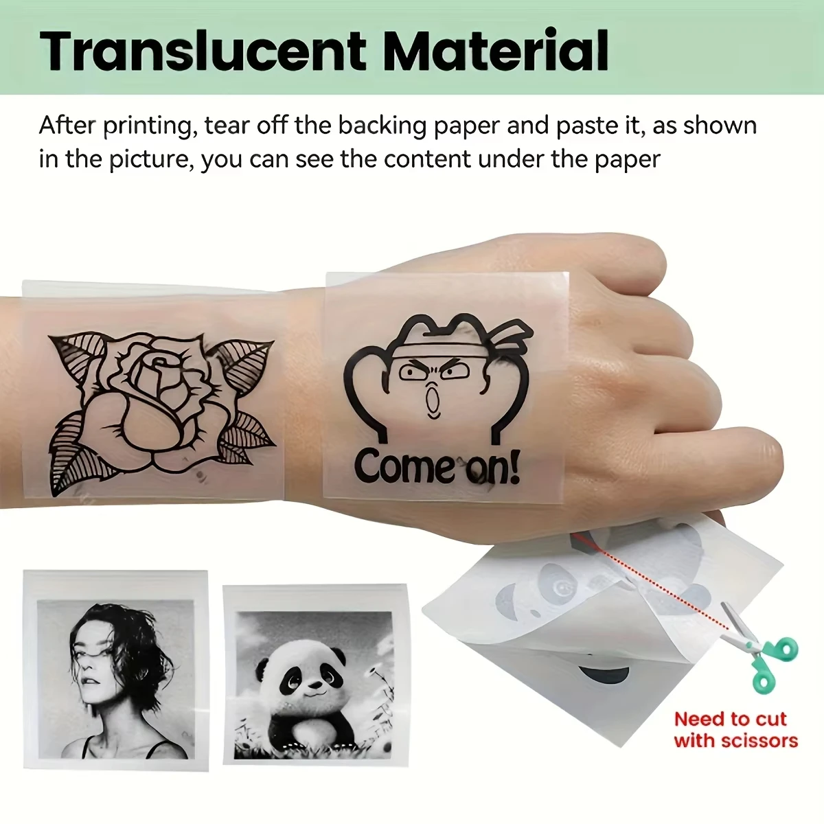 투명 자가 접착 열전사 용지 롤 53mm, 대부분의 미니 프린터와 호환 가능 DIY 학습 및 사무용 크리스마스 선물