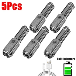 High-Performance USB Rechargeable LED Flashlight - Portable, Zoomable, Camping Light with 3 Lighting Modes for Outdoor and Emergency Use (5PCS)