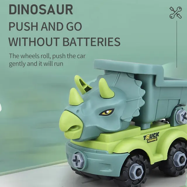 Dinosaur Construction Vehicle Toys DIY Building Car Transport Toy Truck Sets for 3 4 5 6