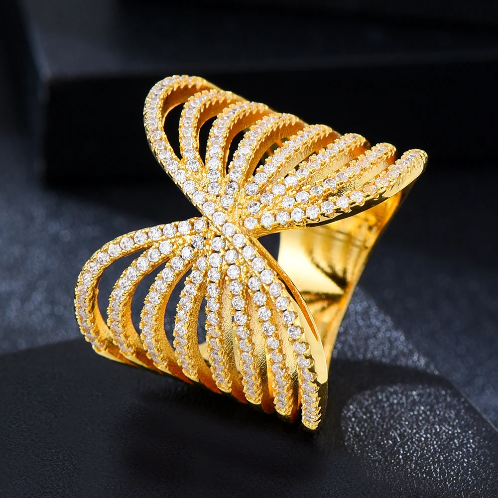 

Missvikki Gorgeous staggered lines Noble Fingers Rings Full Cubic Zironium for Women Bridal Wedding Party Finger Rings Jewelry