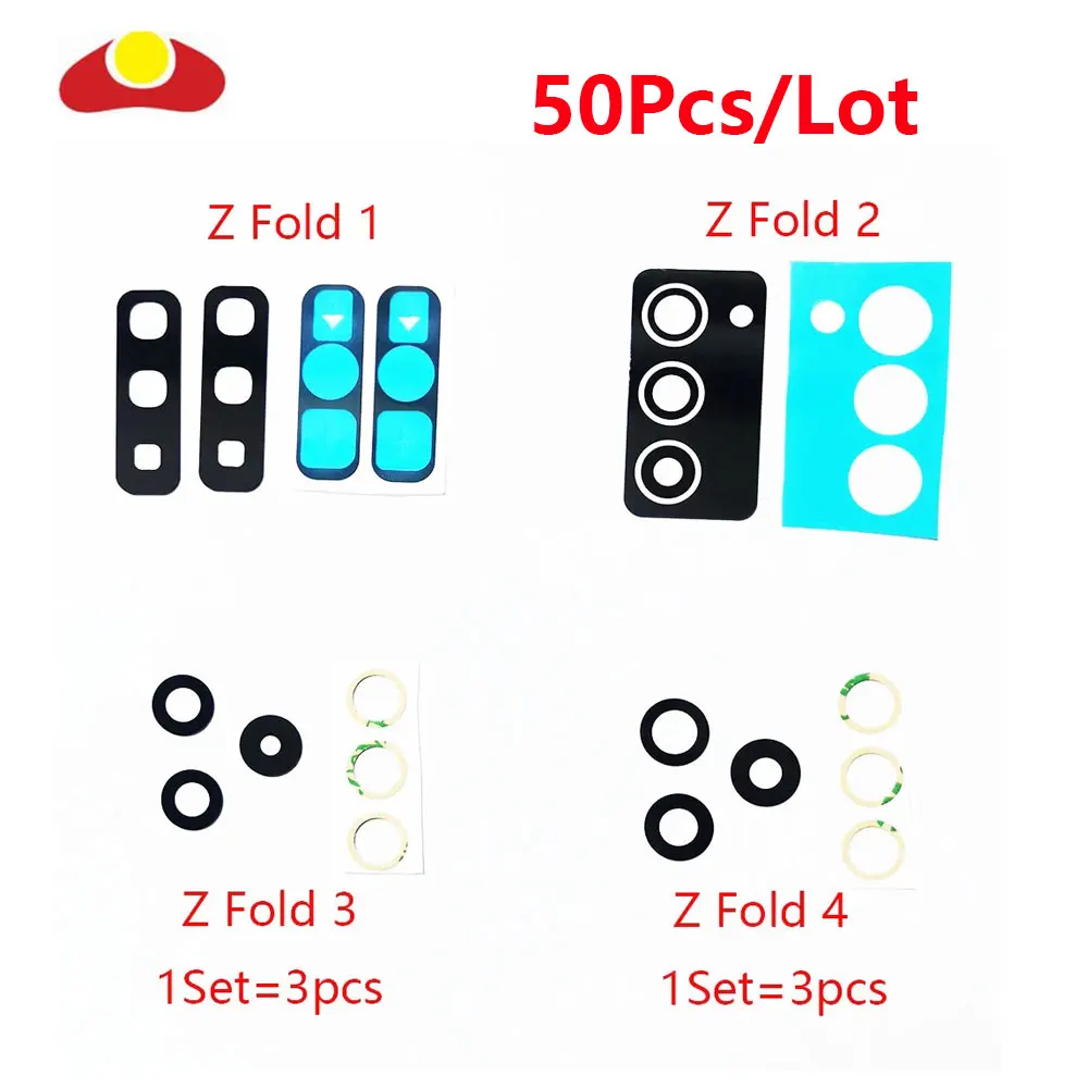 

50Pcs Back Rear Camera Glass Lens For Samsung Galaxy Z Fold 4 3 2 1 With Ahesive Replacement