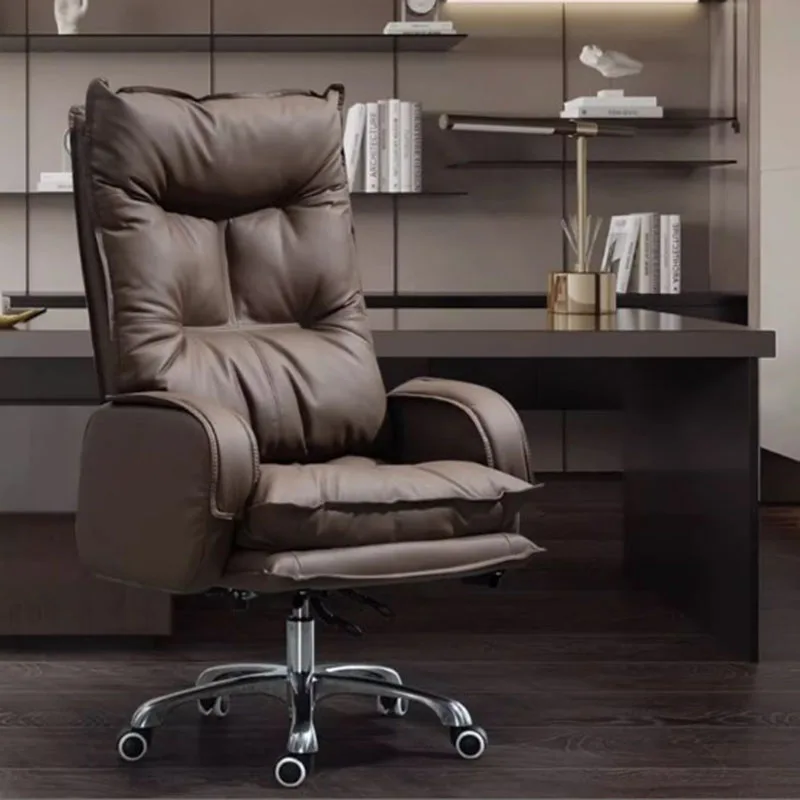 Recliner Executive Office Chairs Back Support Relax Leather Comfy Chairs Bedroom Study Chaise Bureau Office Furniture