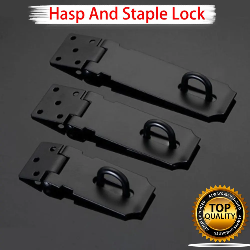 Stainless Steel 3"/4"/5" Black Cabinet Hasp Lock Anti Theft Door Lock Gate Hasp Staple Padlock Clasp Shed Latch Hardware Tools