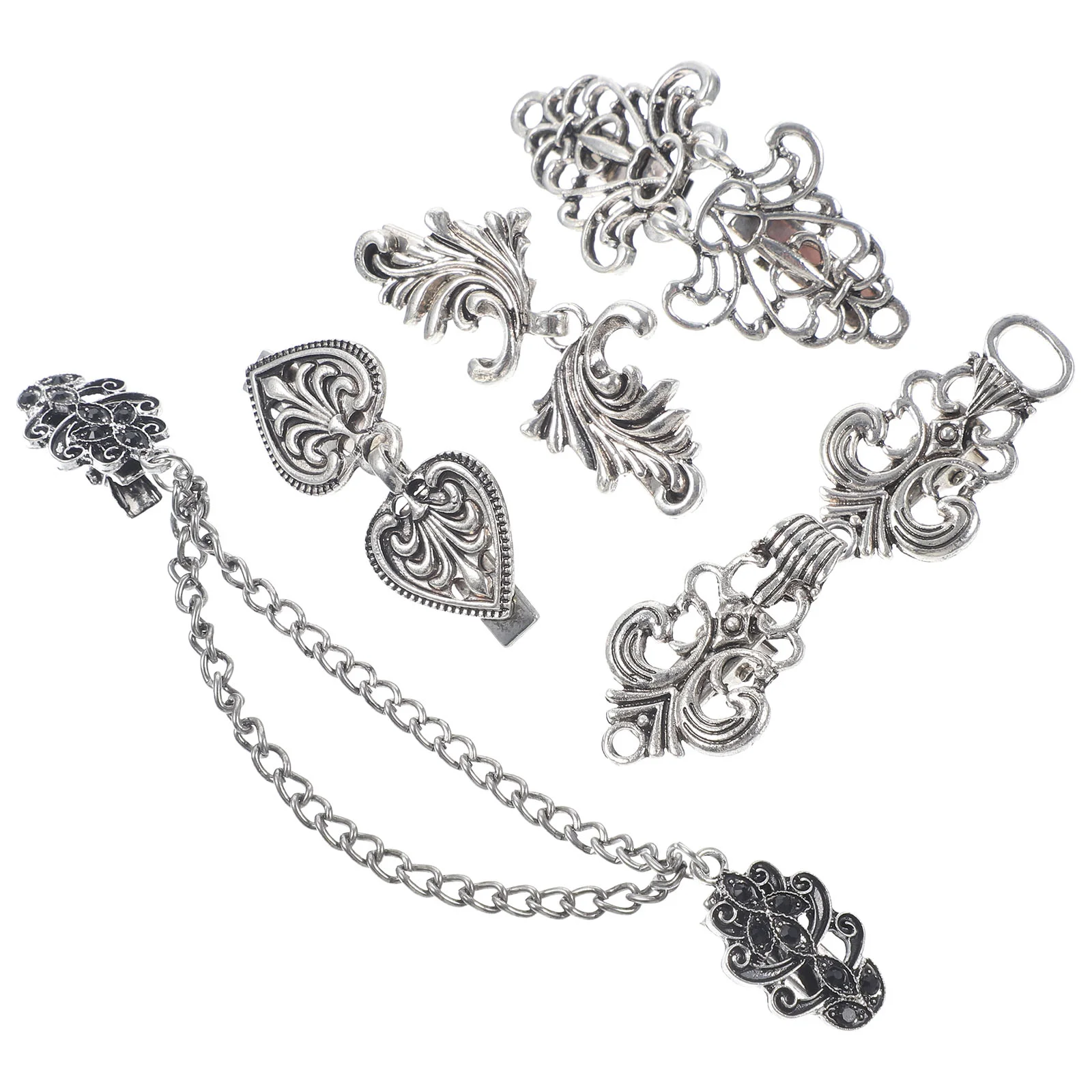 

5 Pcs Chain Buckle Sweater Suit Dress for Women Shirt Clips Retro Zinc Alloy Cardigan Miss