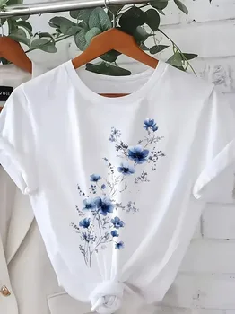 Simple Printed T-shirt, Various Printed Women's Tops, Summer Casual Comfortable T-shirt, Women's Tops 1