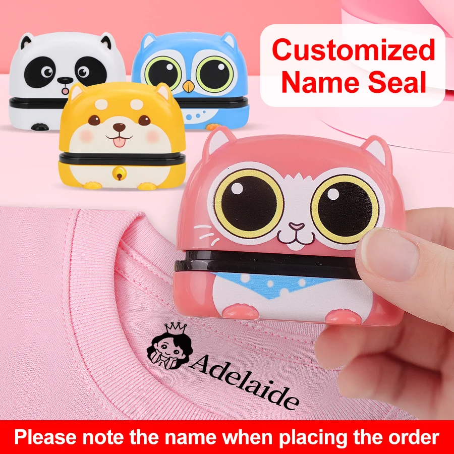 Name Stamp Self Ink Stamps Personal Student Child Baby Waterproof Non-fading Kindergarten Seal Black Ink Toy Gift Set