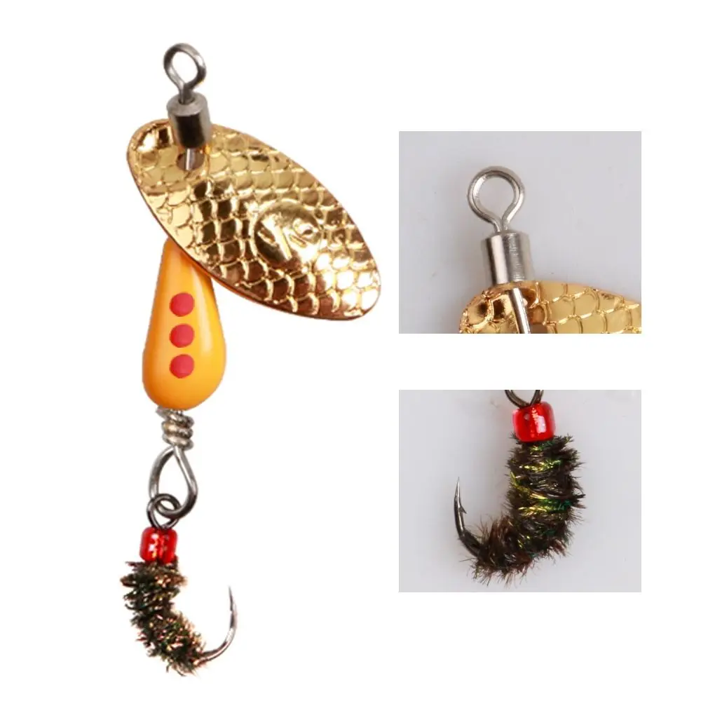 Rotating Spinner Spoon Fishing Lure Artificial Metal Sequins Bait 5.5cm/2.7g Single Hook Wobblers Bass Trout Perch Pesca