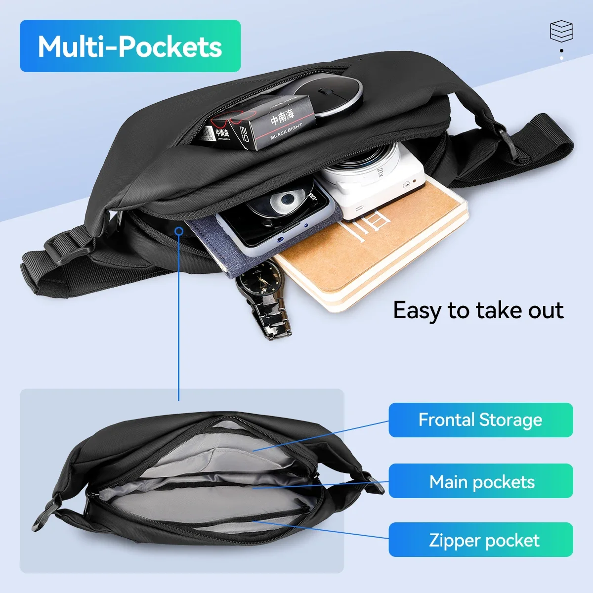 New Men's Casual Small Chest Bag Sports Crossbody Bags Fashionable Street Trend Single Shoulder Bag