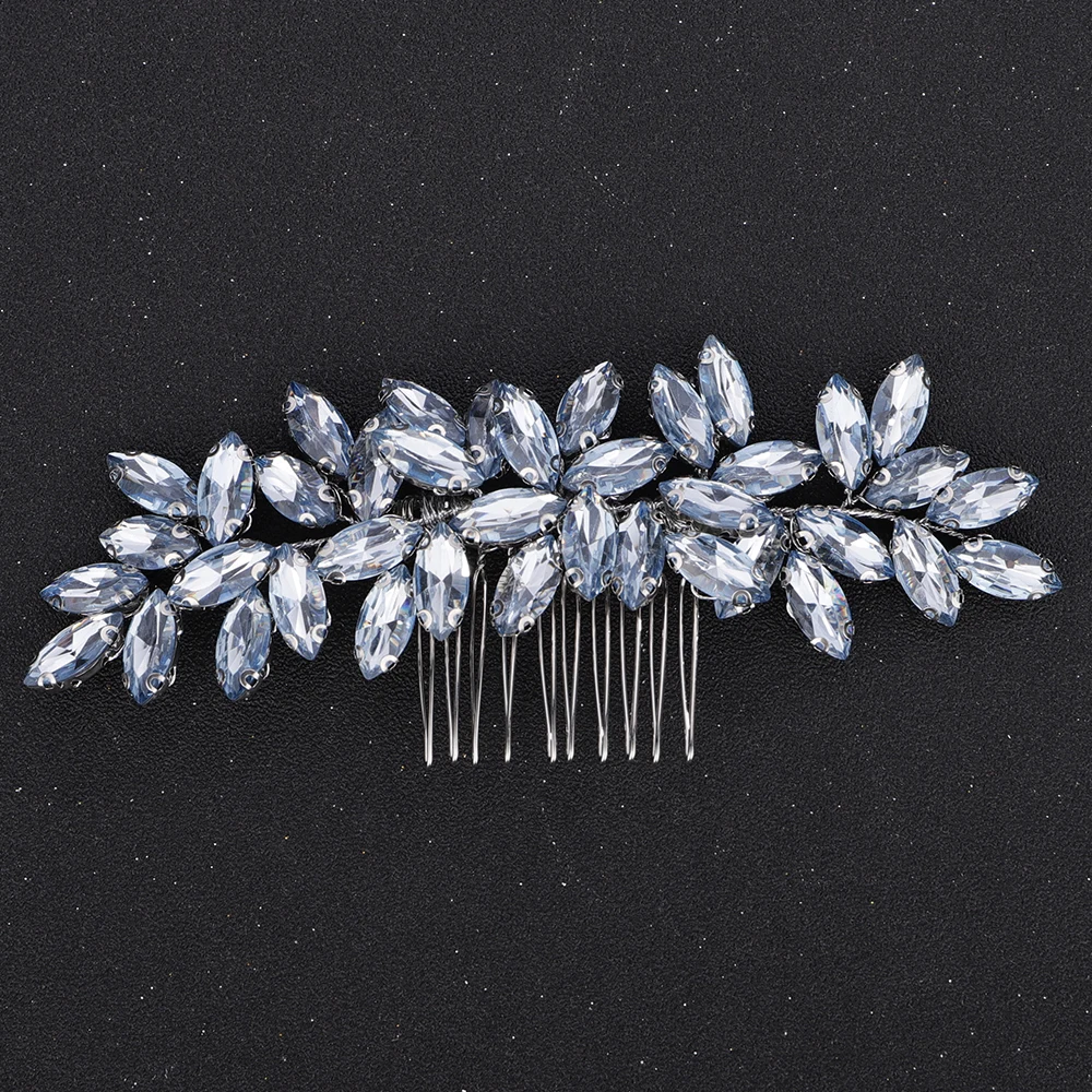 S857b4b77baf94ce6990d6f794b2892d9i Fashion Rhinestone Hair Comb for Bridal Headpiece 9 Color Wedding Hair Accessories Women Handmade Tiara Headdress Party Headwear Mallzona