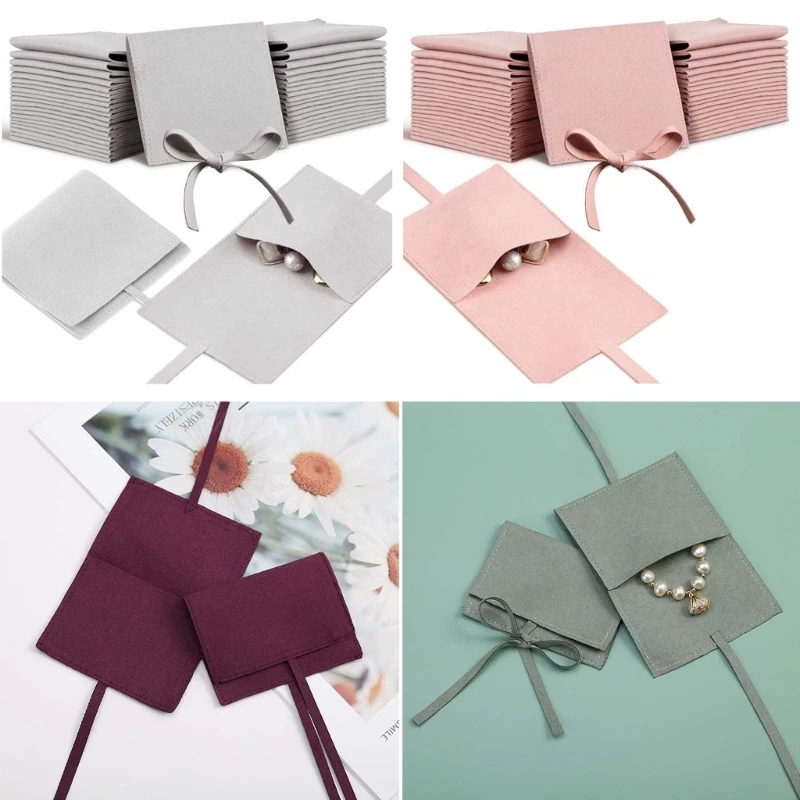 

Small Jewelry Gift Bags Microfiber Jewellry Rings Earrings Necklace Organizer Packaging Pouch Wedding Favor Candy Bag