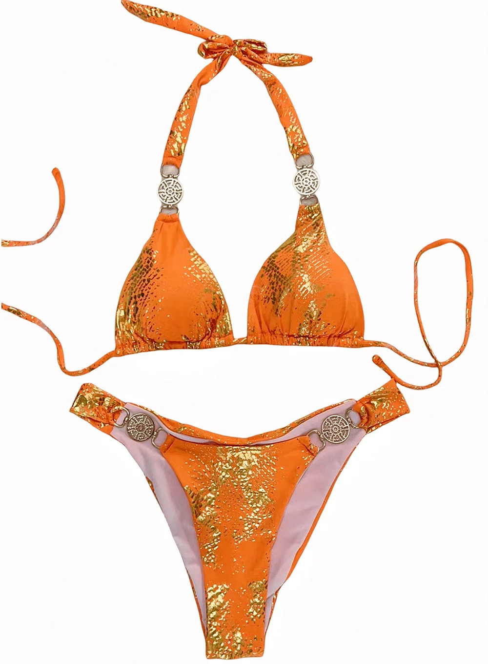 Diamond Printed Halter Scrunch Butt Bikini 2024 Women Swimwear Female Swimsuit Two-pieces Bikini set Bather Bathing Suit Swim