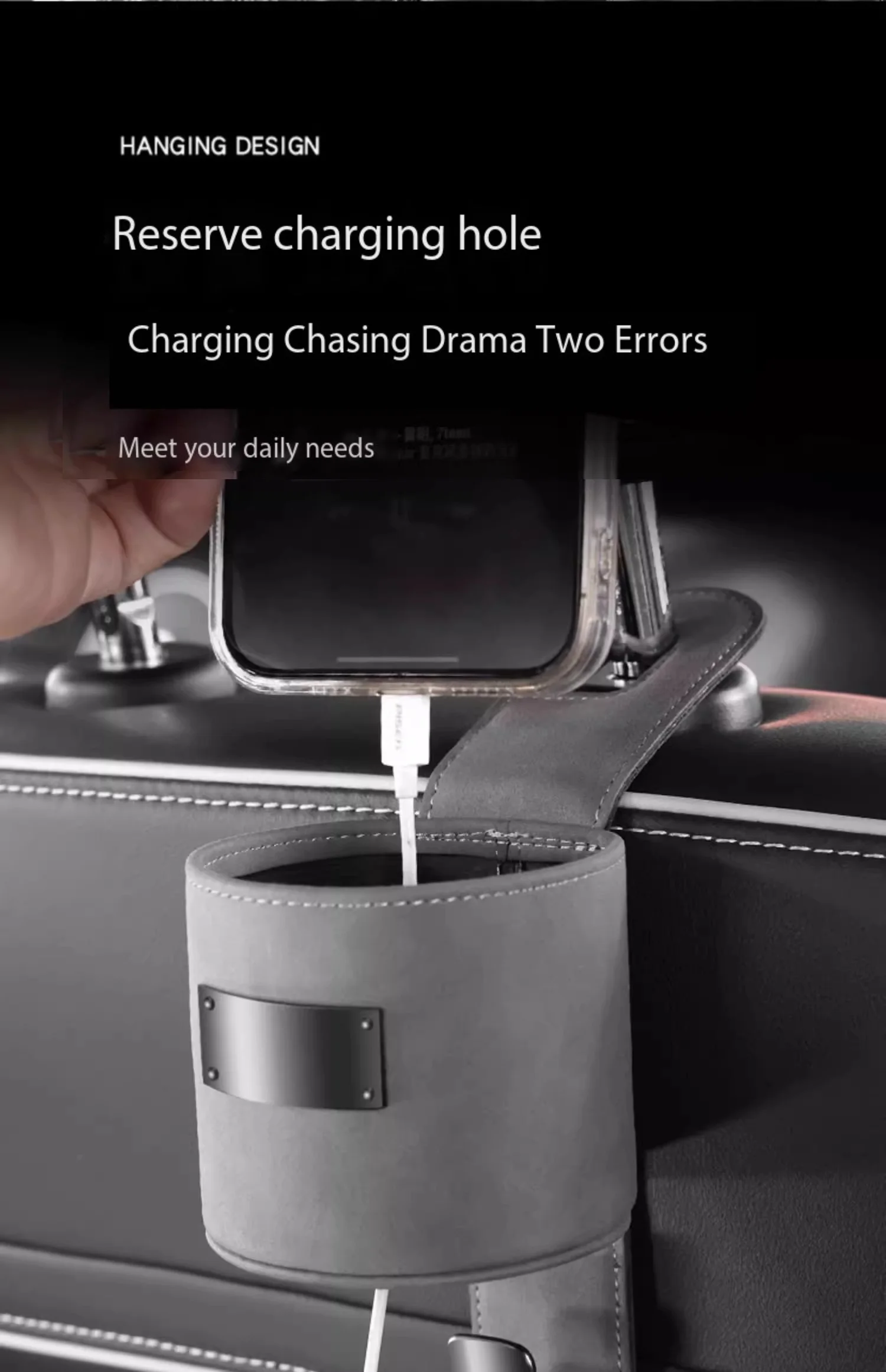 Car Hook Storage Box Seat Back Milk Bottle Beverage Cup Holder Suede Rear Storage Car Storage Box Hook 5