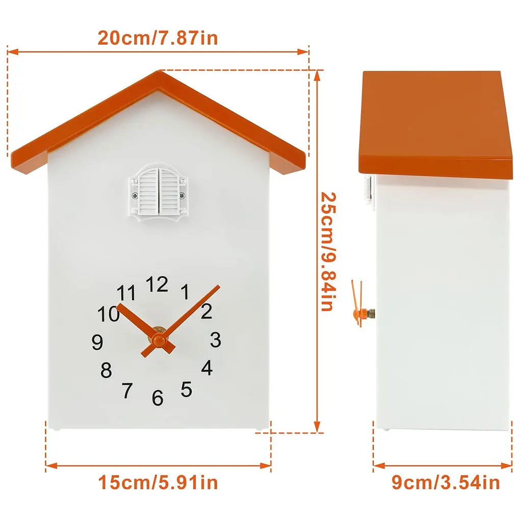 Cuckoo Clock with Chimer Bird House Cuckoo Sound Clock Battery Powered Cuckoo Wall Clock for Wall Art Home Living Room Decor 6