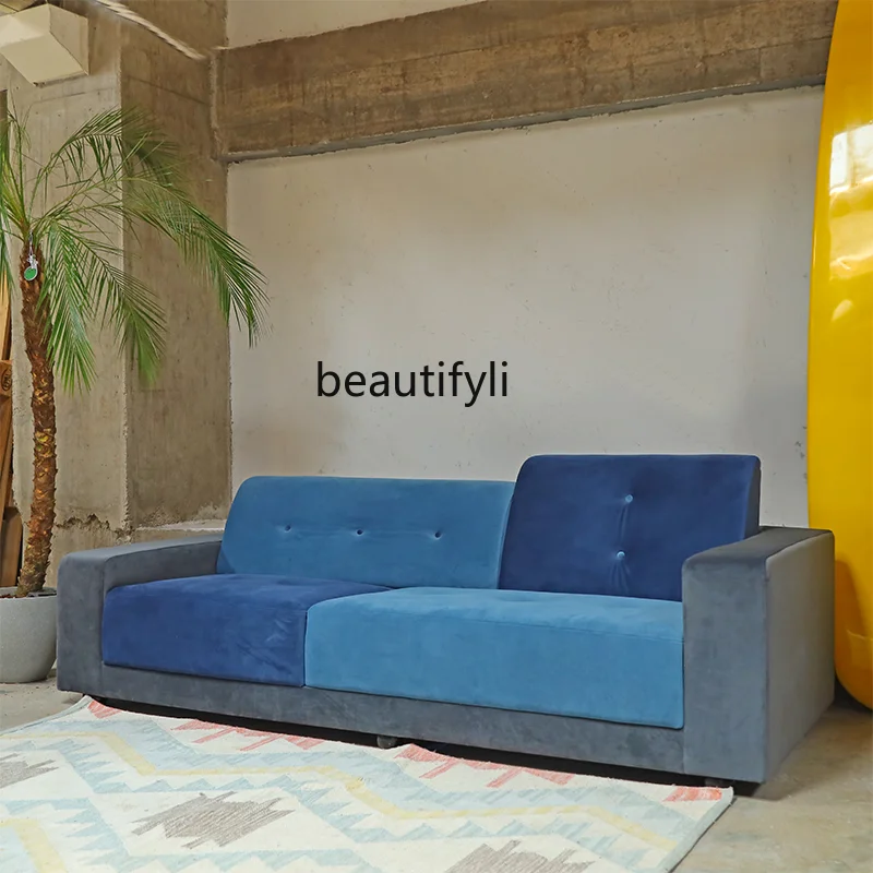 

Irregular Sofa for Multi-User Contrast Color Living Room B & B Creative Three-Person Italian Art Stitching Module furniture