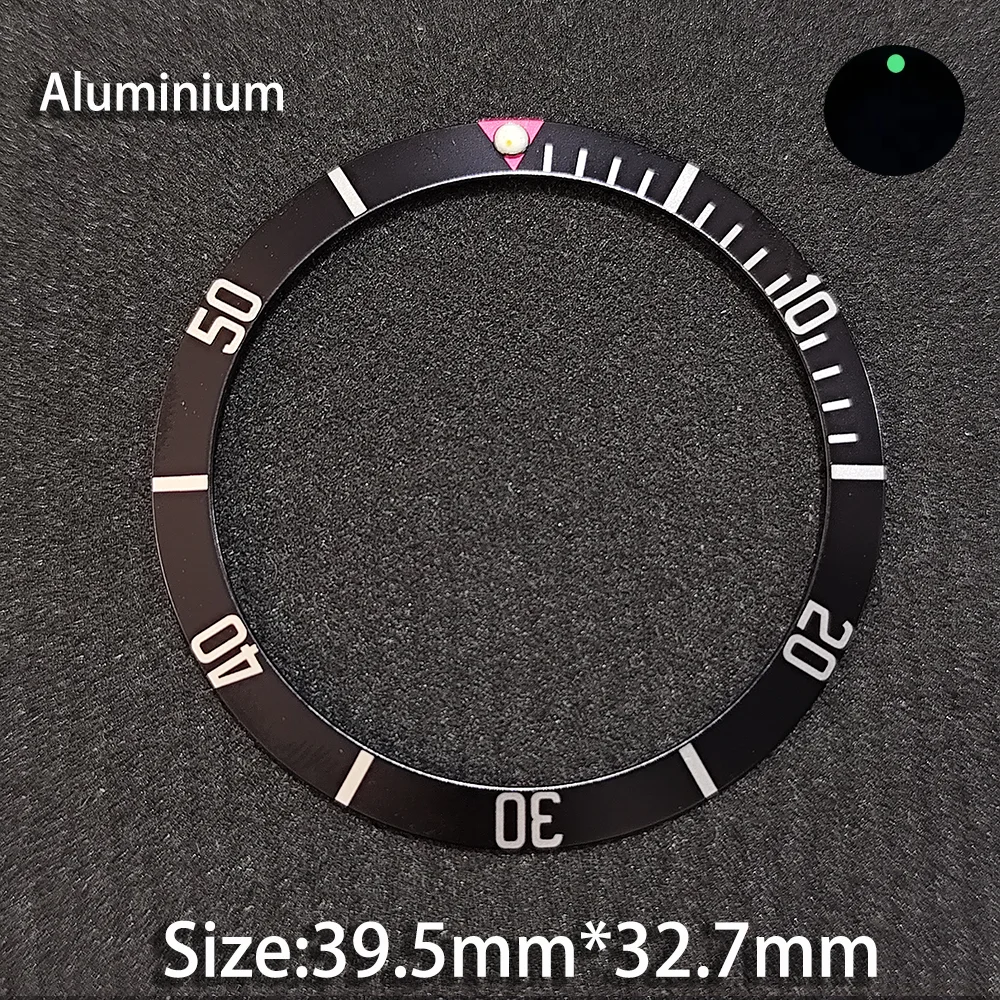 Enhanced Green Luminous Aluminum Watch Bezel - Tilted Style, 39.5mm