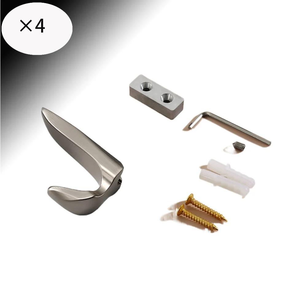 

4 шт., серебристые настенные крючки для полотенец из цинкового сплава