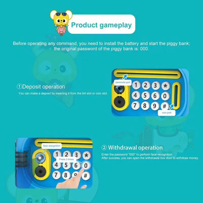 Face Recognition Intelligence Cash Box Piggy Bank Money Atm Machine For Children Cash Saving Safe Deposit Toy Kids Gift