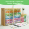 Ohuhu Bamboo Marker Organizer Wooden Desktop Storage Hold 126 Markers Pens Pencils Art Brushes Stationary Organizer Pen Holder 5