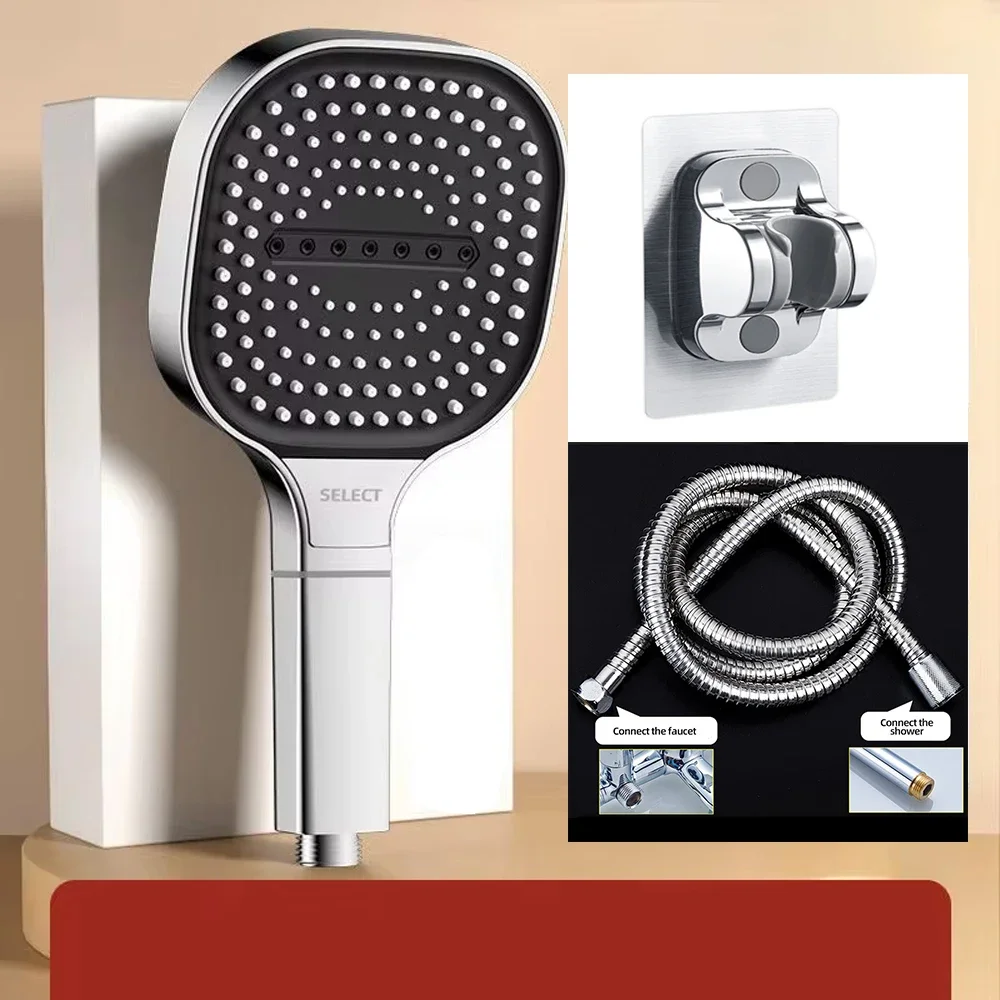 13cm Large Panel Shower Head Adjustable 3 Modes High Pressure Massage Shower Head Filter Element Bathroom Accessories