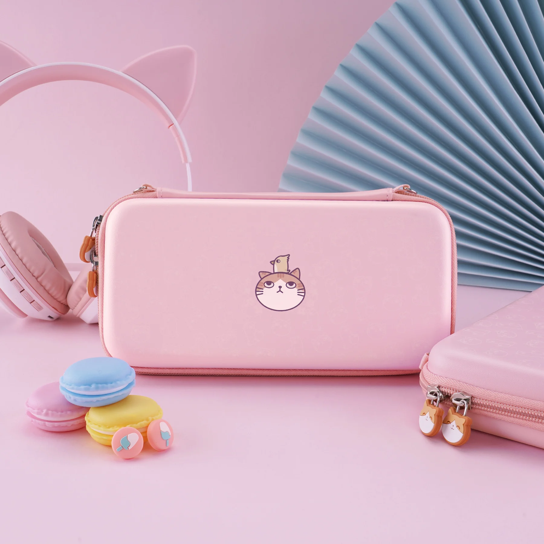 Playvital Rosa Bonito Estojo de Transporte para Nintendo Switch Lite Menina Case de Armazenamento Polegar Aperto Tampas para Interruptor Lite - Image 4