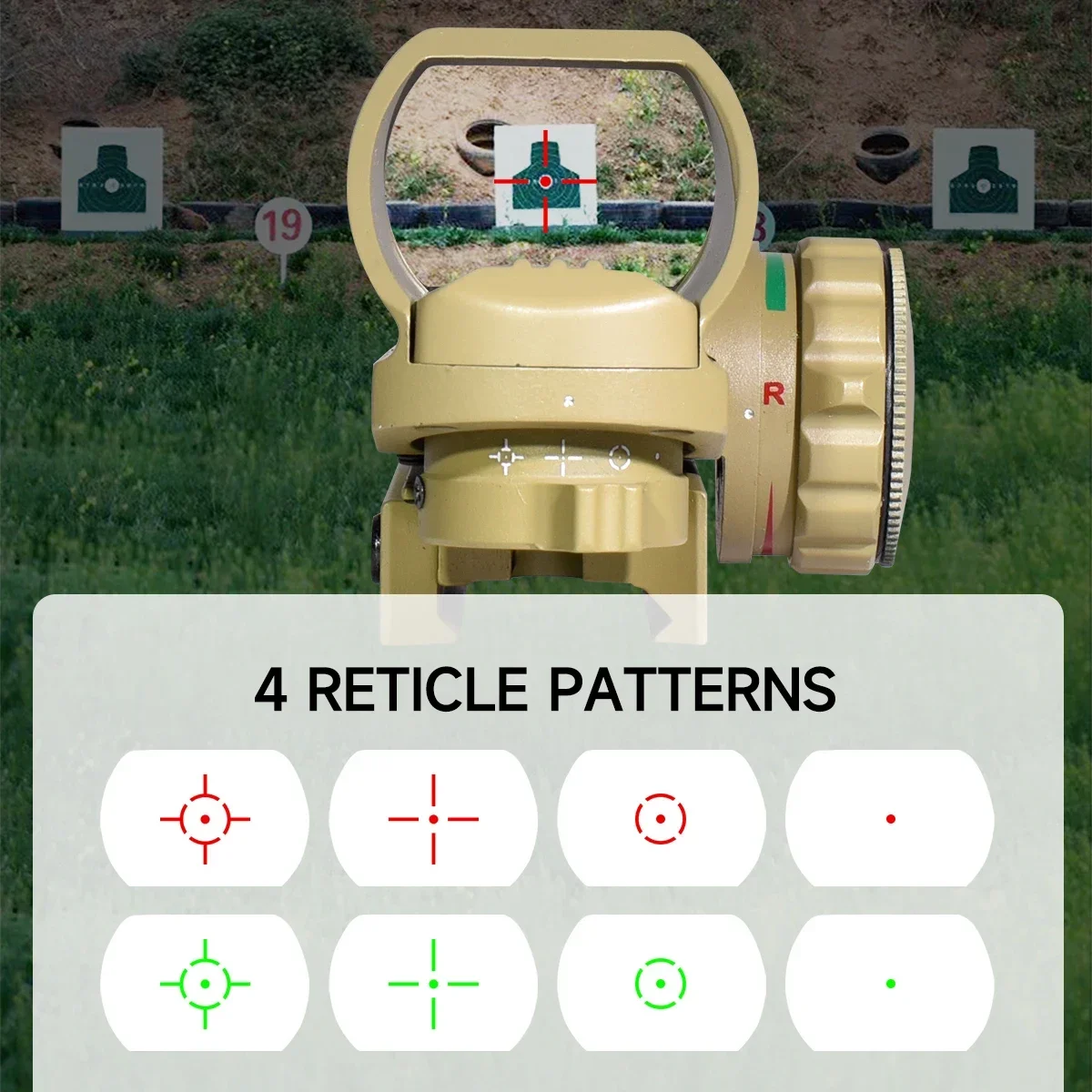 HD103 Red Green Dot Sight 4 Reticle Optics ON & Off Switch Sight Tactical Collimator Optical Riflescope with 20mm Rail Mount red dot sight,rifle scope