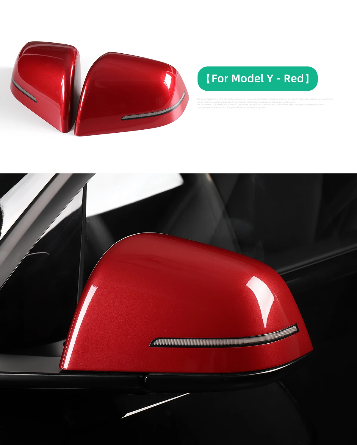 Tesla Model 3 Y Mirror Cover LED Turn Signal Rear View Mirror Cover