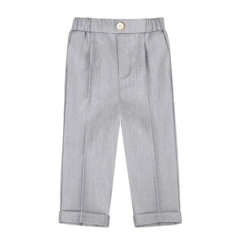 New Children Boys Suit Pants Cotton Plaid Kids Boys Casual Pants Elementary School Performance For 1-10Y Loose