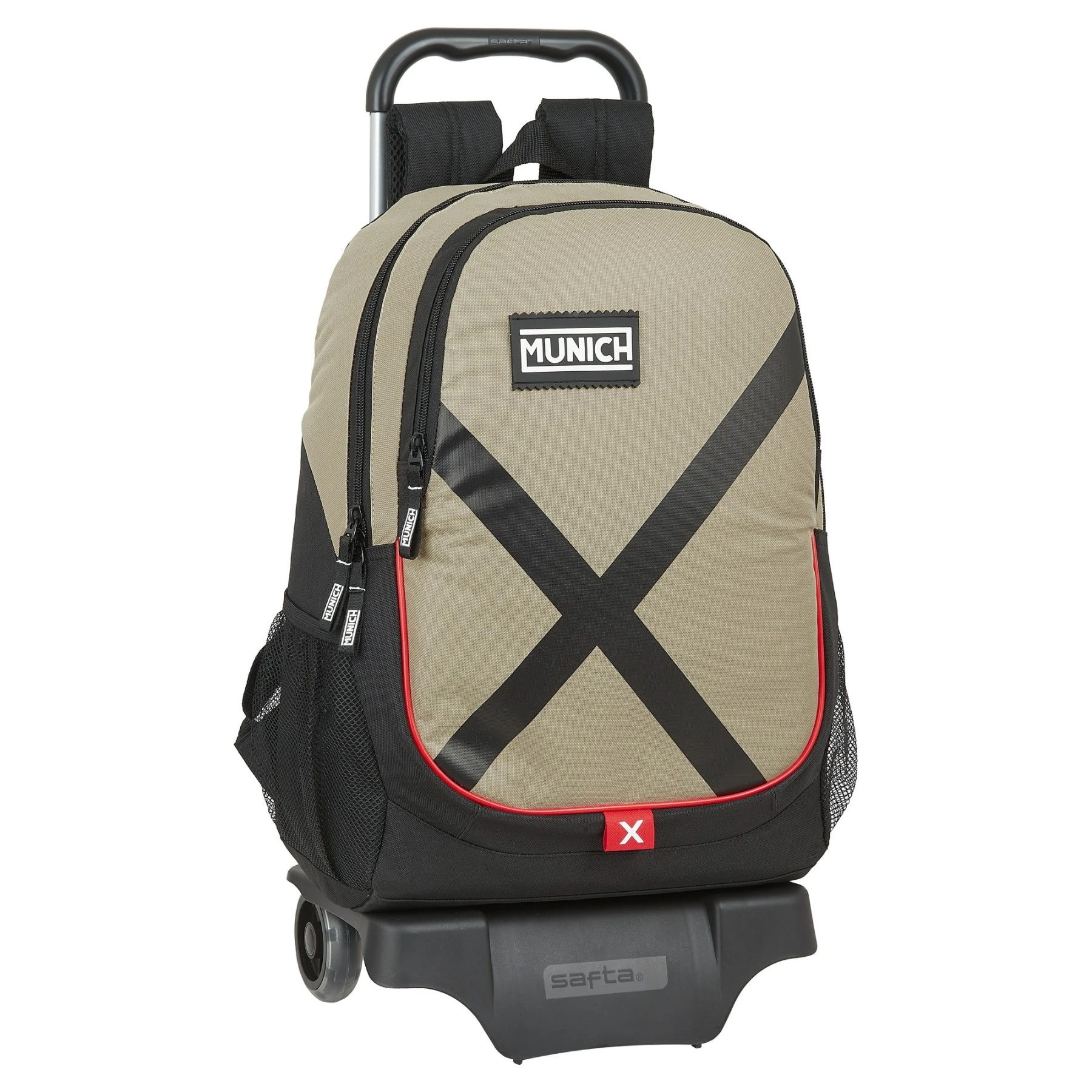Mochila Escolar con Ruedas Munich Sapporo Negro Beige|Mochilas escolares| -