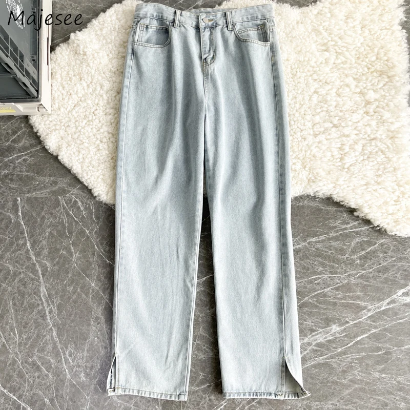

Jeans Men Ins High Street Chic Fashion Straight Denim BF Summer Thin Light Blue Loose All-match Casual джынсы Daily Young Simple