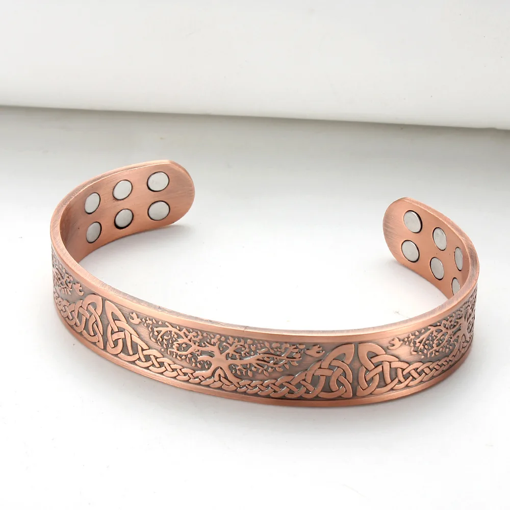 Vintage Pure Copper Cuff Bracelet 18Pcs 3500 Gauss Strong Magnetic Therapy Open Bracelet 5