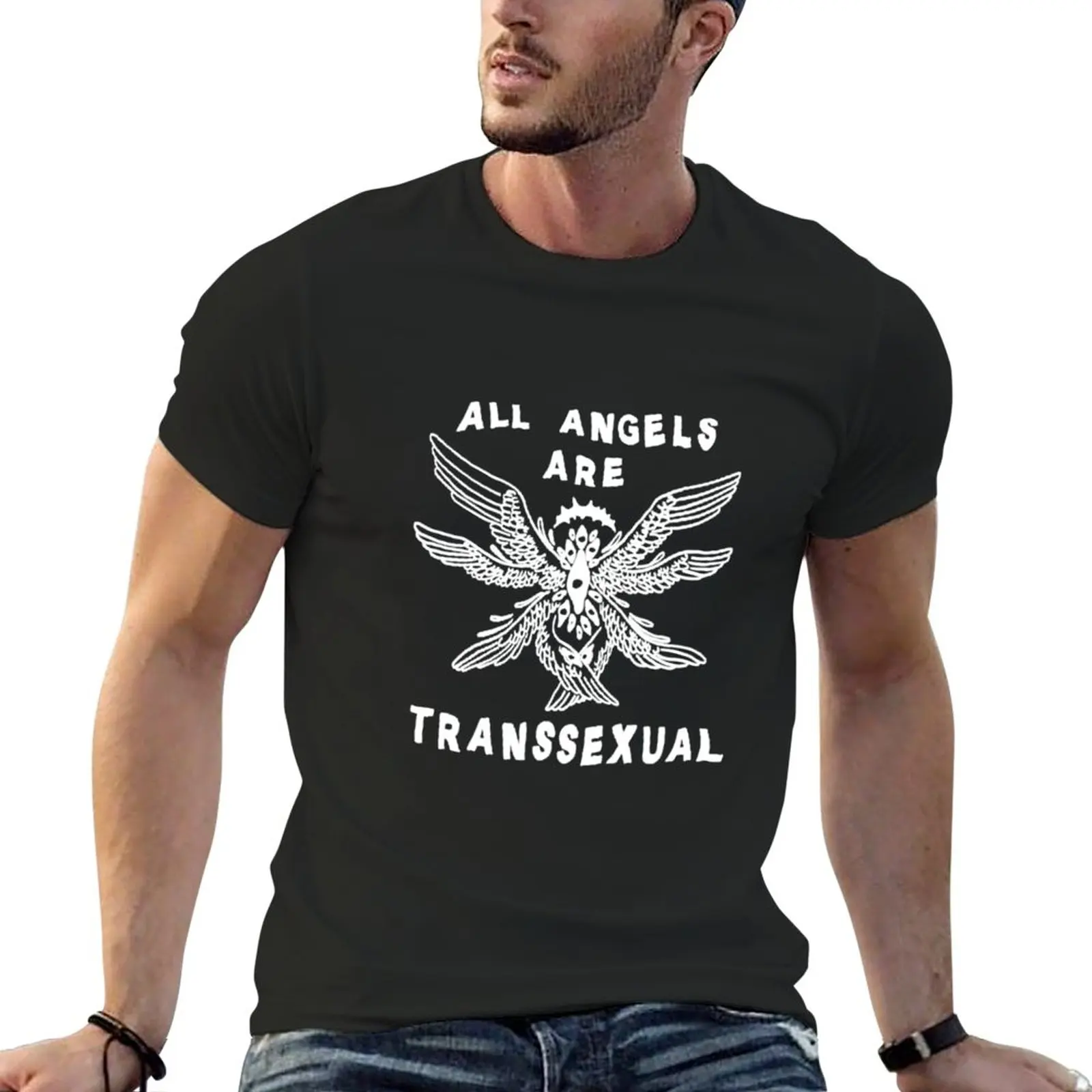 

New All angels are transsexual (inverted) T-Shirt Short t-shirt Short sleeve tee boys t shirts oversized t shirt men