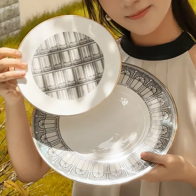 Bone China Serving Plates Bowl Swan Fort Tableware Tea Cup Saucers Dessert Tray Coffeecups Dinnerware Set Kitchen Supplies