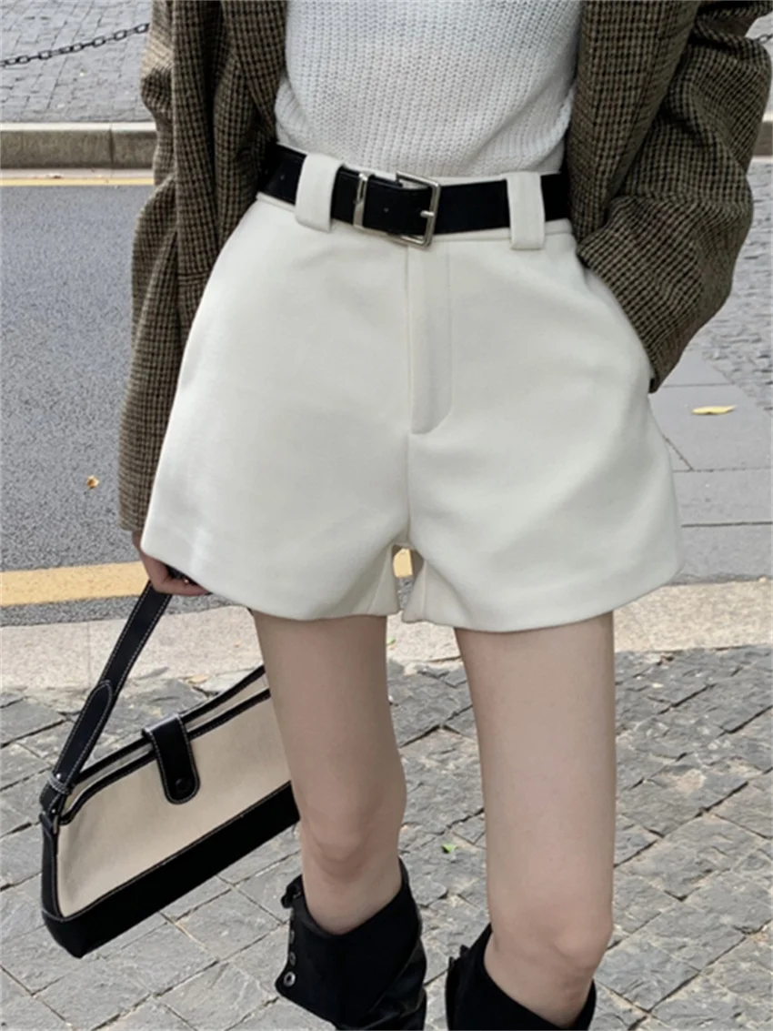 

Шорты Alien Kitty женские шерстяные, повседневные утепленные Свободные повседневные однотонные рабочие штаны, Минималистичная офисная одежда с широкими штанинами, универсальные уличные