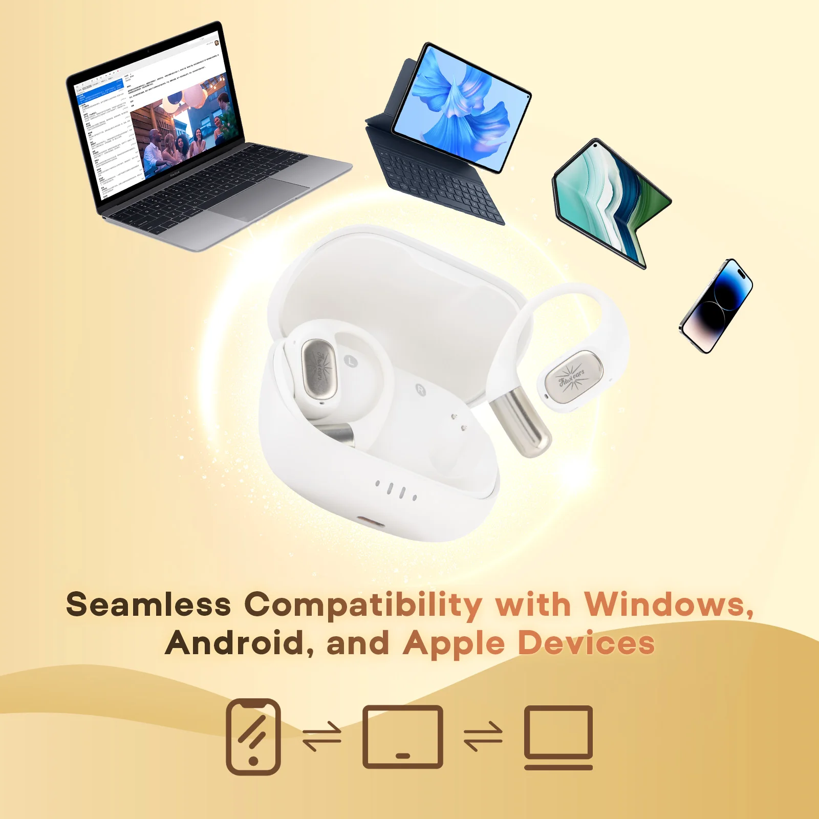 thumbnail image 2 of Linsoul Kiwi Ears Attiva OWS Wireless Earbuds, Open Jamaica 2 of 9