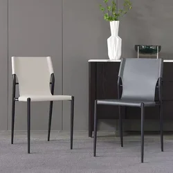 Silla de comedor de cuero nórdico para el hogar, mueble moderno minimalista para restaurante, cocina, ocio, balcón, dormitorio y oficina