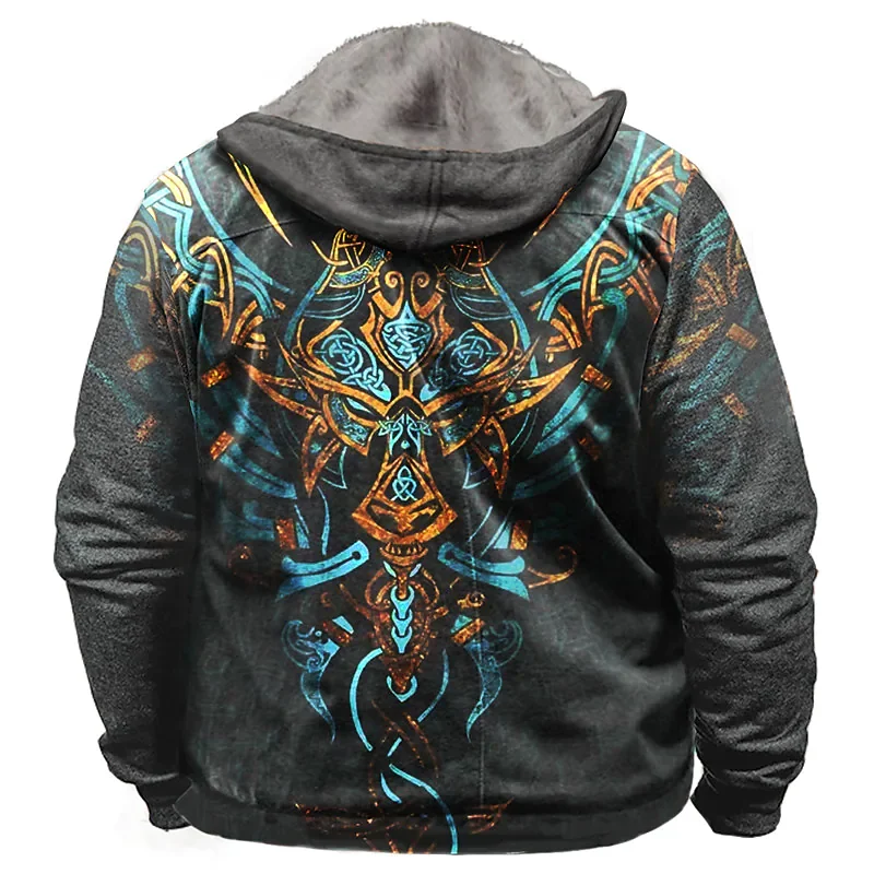 

2023 Men Hoodie Viking Graphic Print Sweatshirt Street Retro Clothes Winter Casual Harajuku Loose Oversized Pullover Sweatshirt
