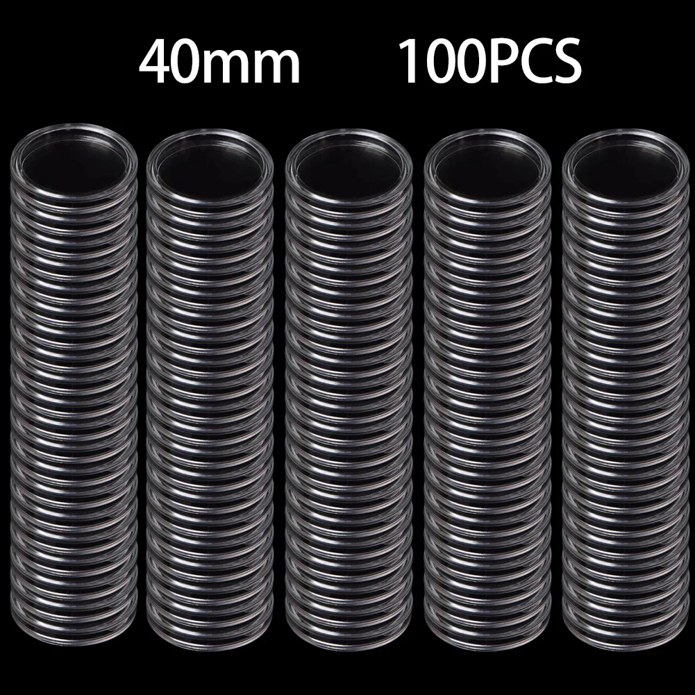 

100PCS Transparent Coin Capsules Holder Storage Display Case 40mm Inner Diameter For Coin Collection Protection Store Parts