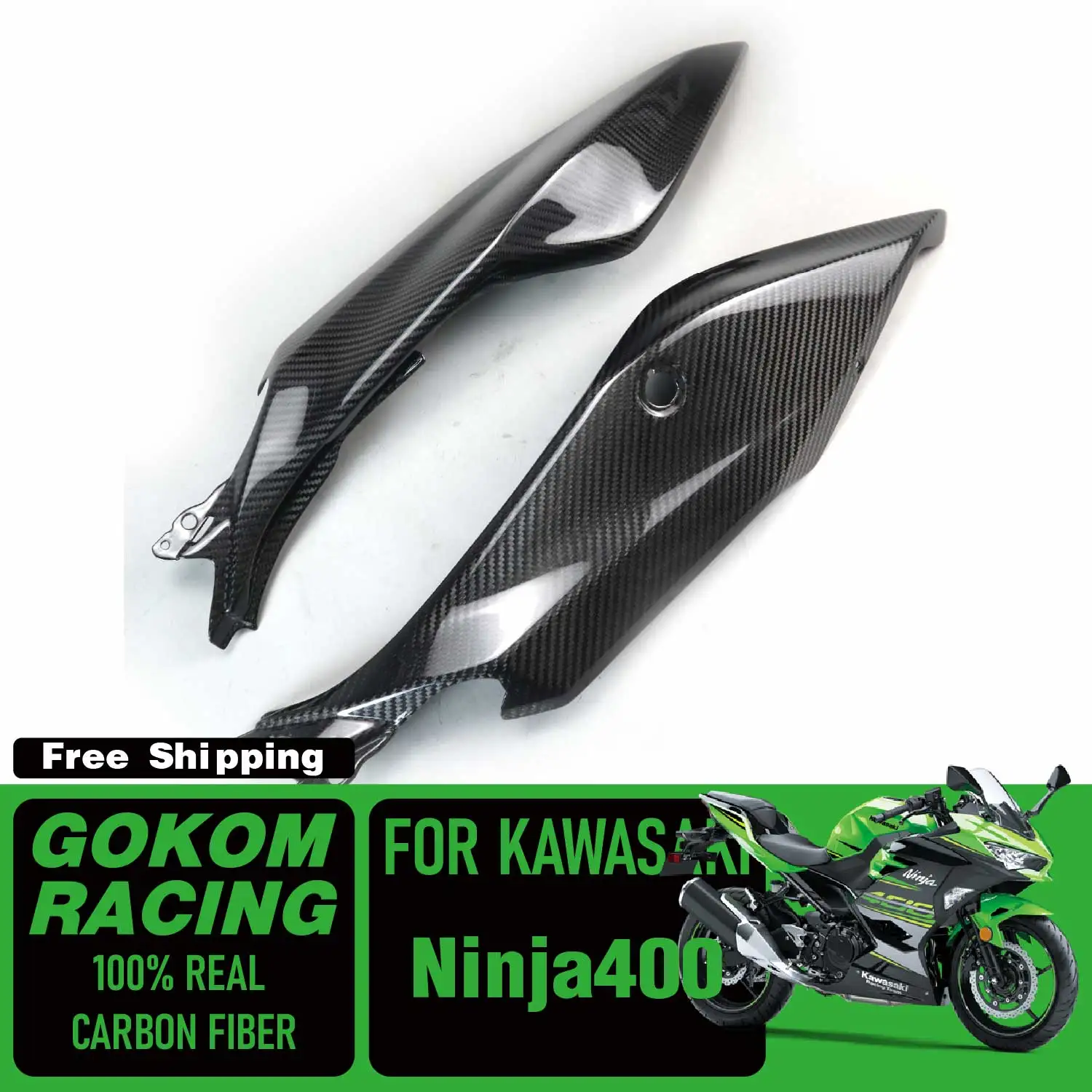 

Gokom Racing FOR Kawasaki NINJA400 боковые панели заднего сиденья COWLING 100% натуральное углеродное волокно Запчасти для мотоциклов аксессуары