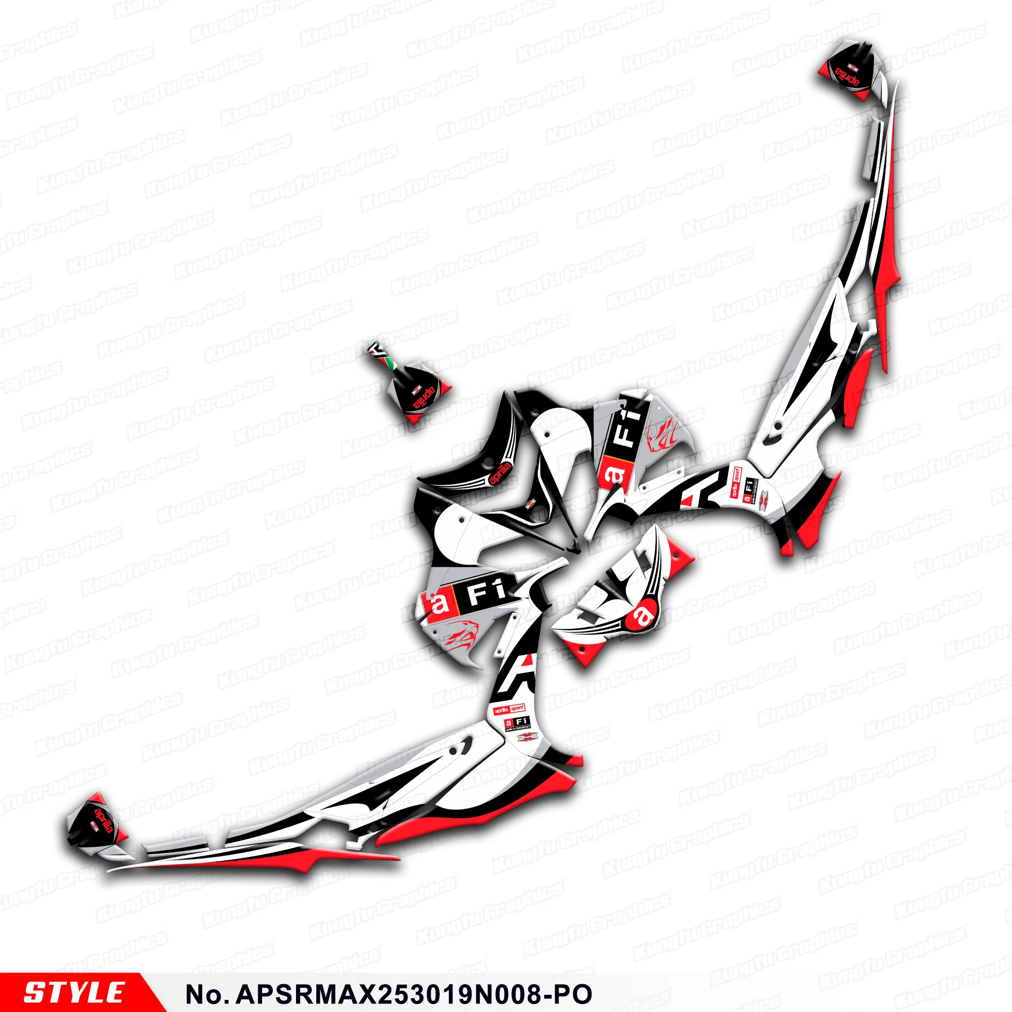 Наклейки на скутер и велосипед графика для Aprilia SR MAX 250 300 2019 2020 (Стиль № APSRMAX253019N008-PO)