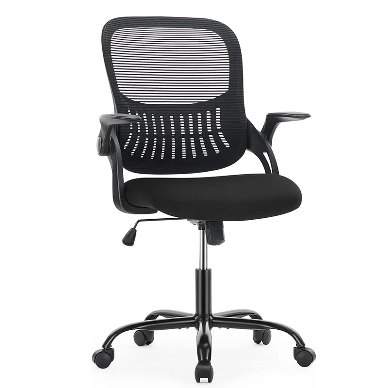 Office Computer Desk Ergonomic Mid-Back Mesh Swivel Chairs, Comfortable Lumbar Support, Comfy Arms For Study,Student, Adults